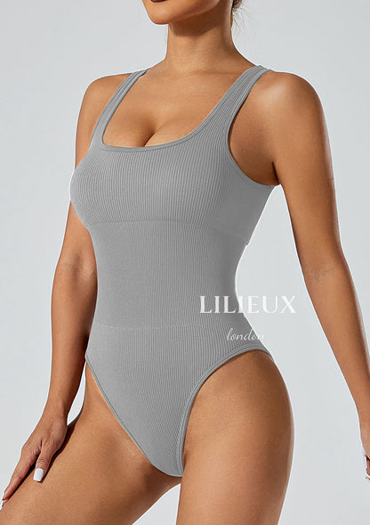 LILIEUX - Women's Ribbed Tank Tops Sleeveless Bodysuit Shapewear Yoga Jumpsuit