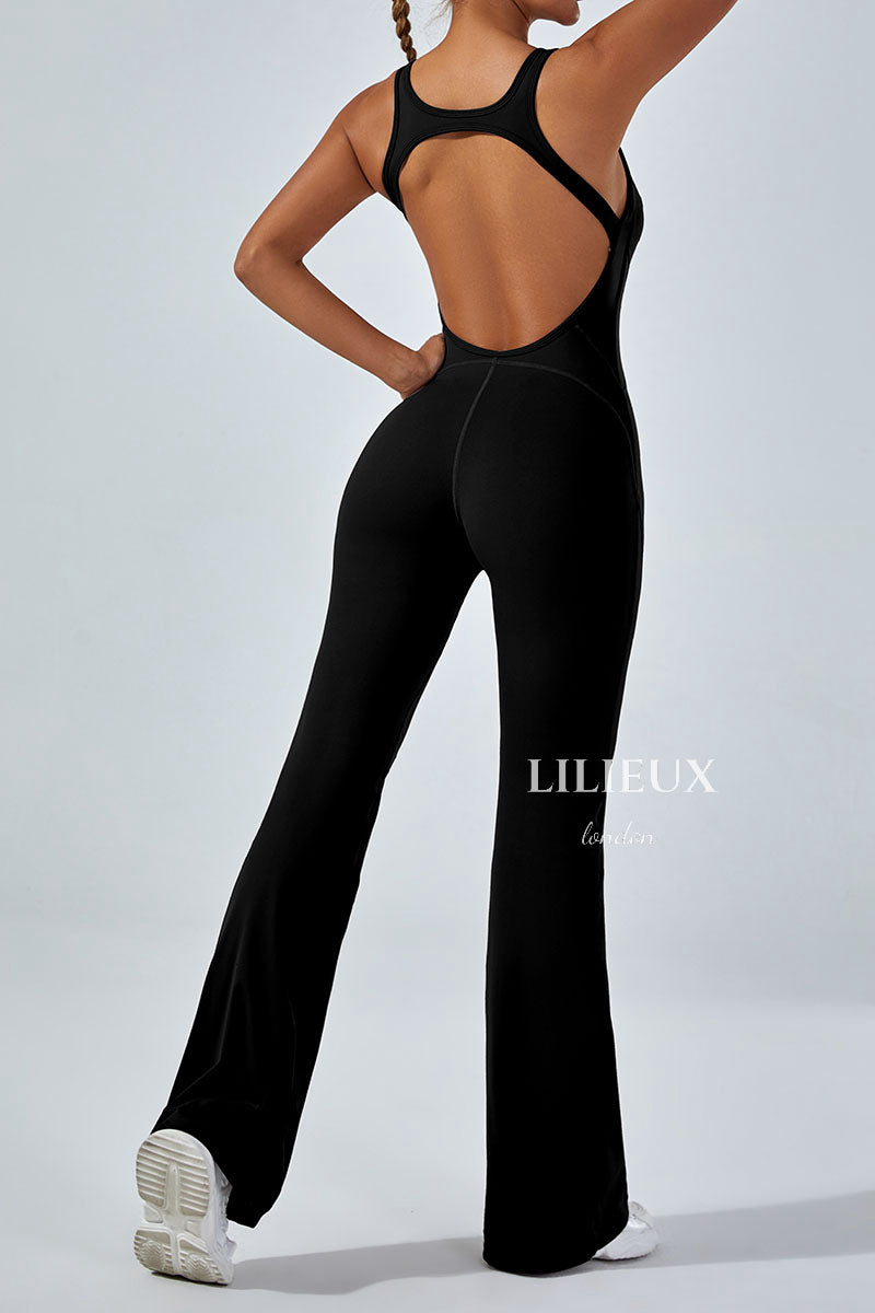 Stylish Open-Back Sports Jumpsuit