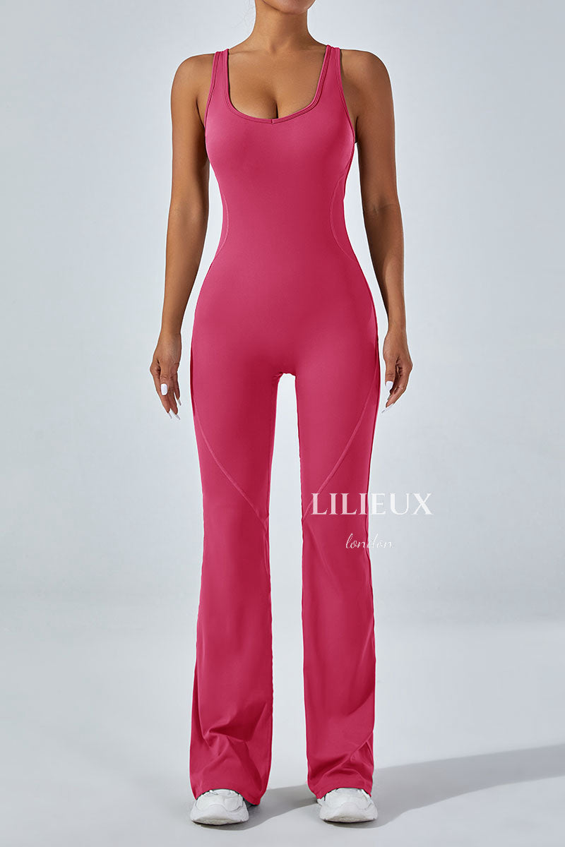 Stylish Open-Back Sports Jumpsuit