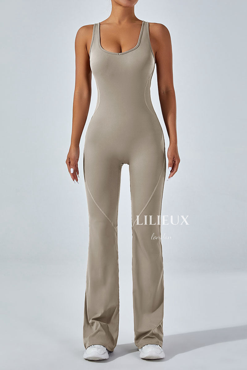 Stylish Open-Back Sports Jumpsuit