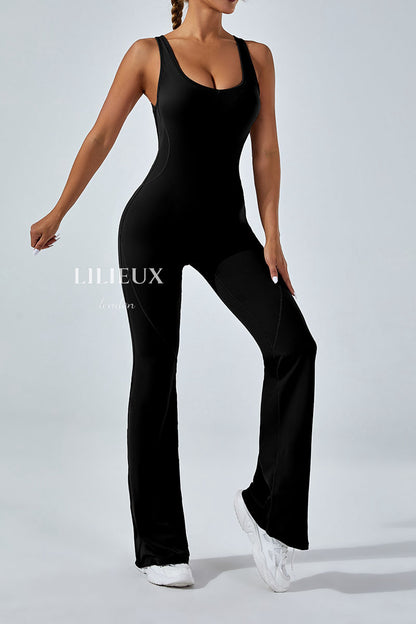 Stylish Open-Back Sports Jumpsuit