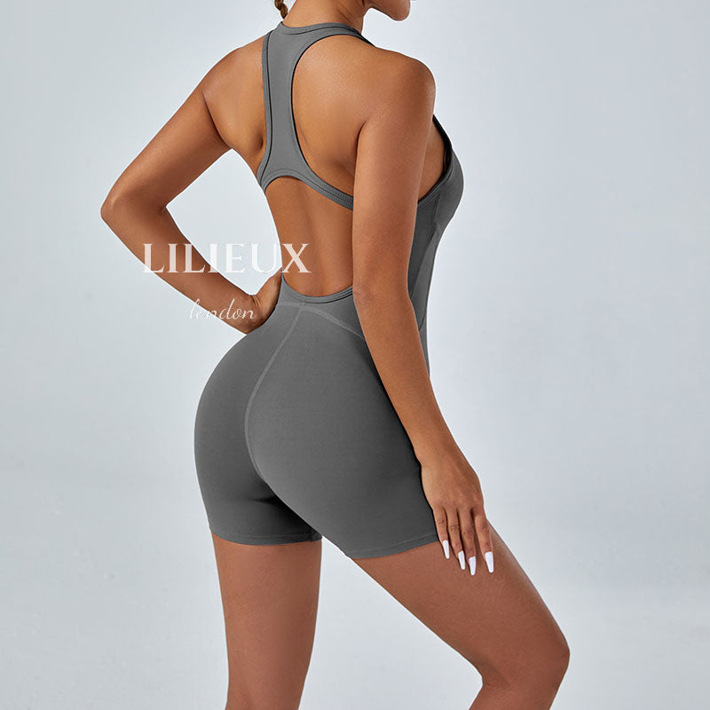 Stylish Open-Back Sports Jumpsuit