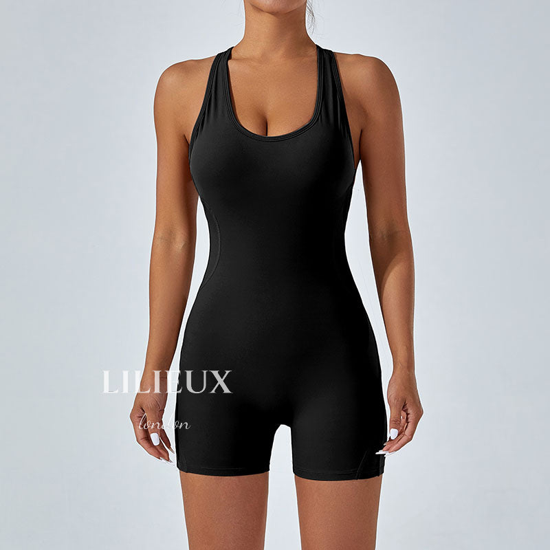 Stylish Open-Back Sports Jumpsuit