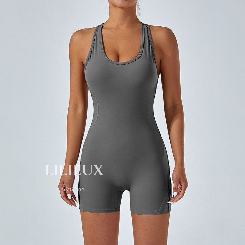 Stylish Open-Back Sports Jumpsuit