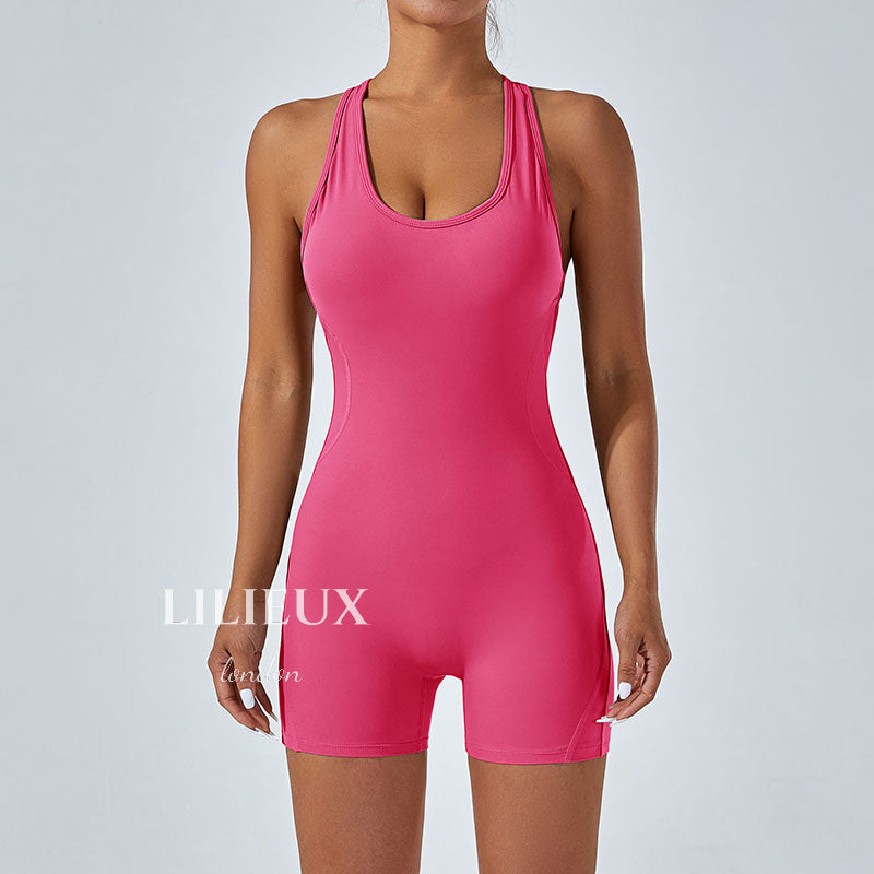 Stylish Open-Back Sports Jumpsuit