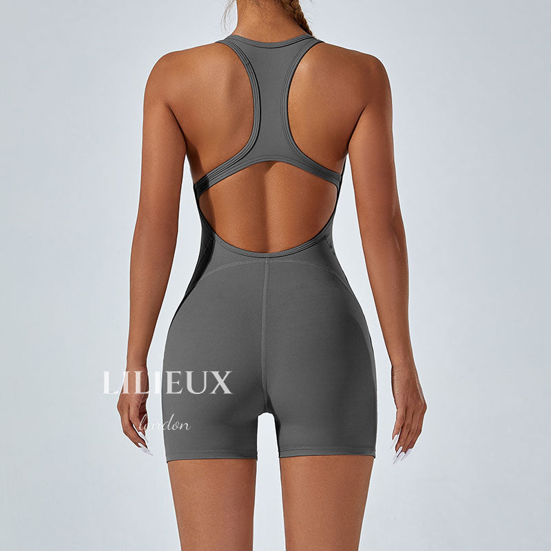 Stylish Open-Back Sports Jumpsuit