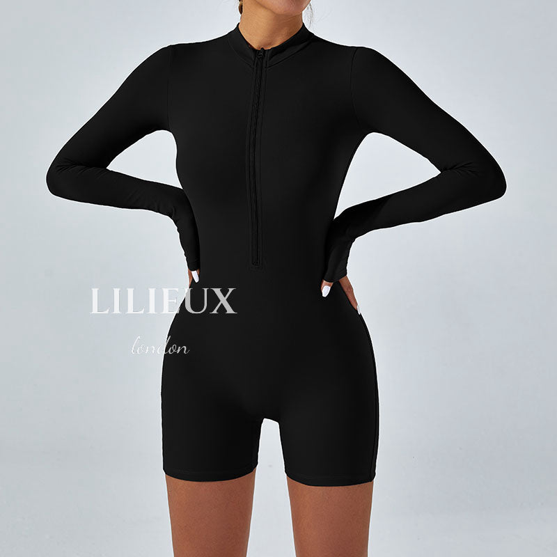 Stylish Long-Sleeve Short Sports Jumpsuit