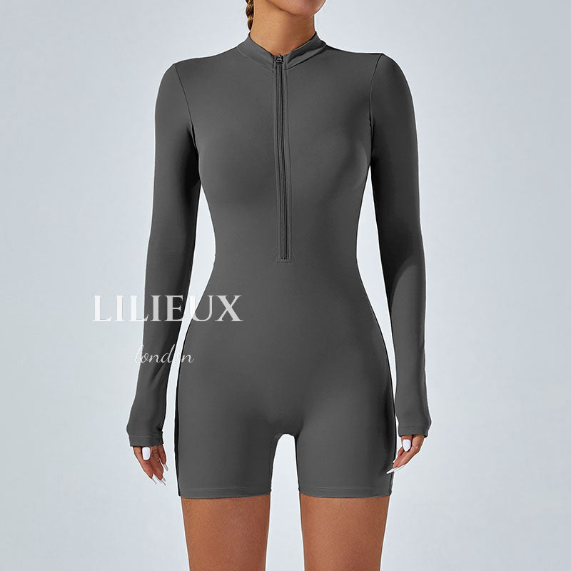 Stylish Long-Sleeve Short Sports Jumpsuit