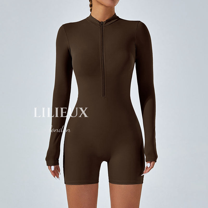 Stylish Long-Sleeve Short Sports Jumpsuit