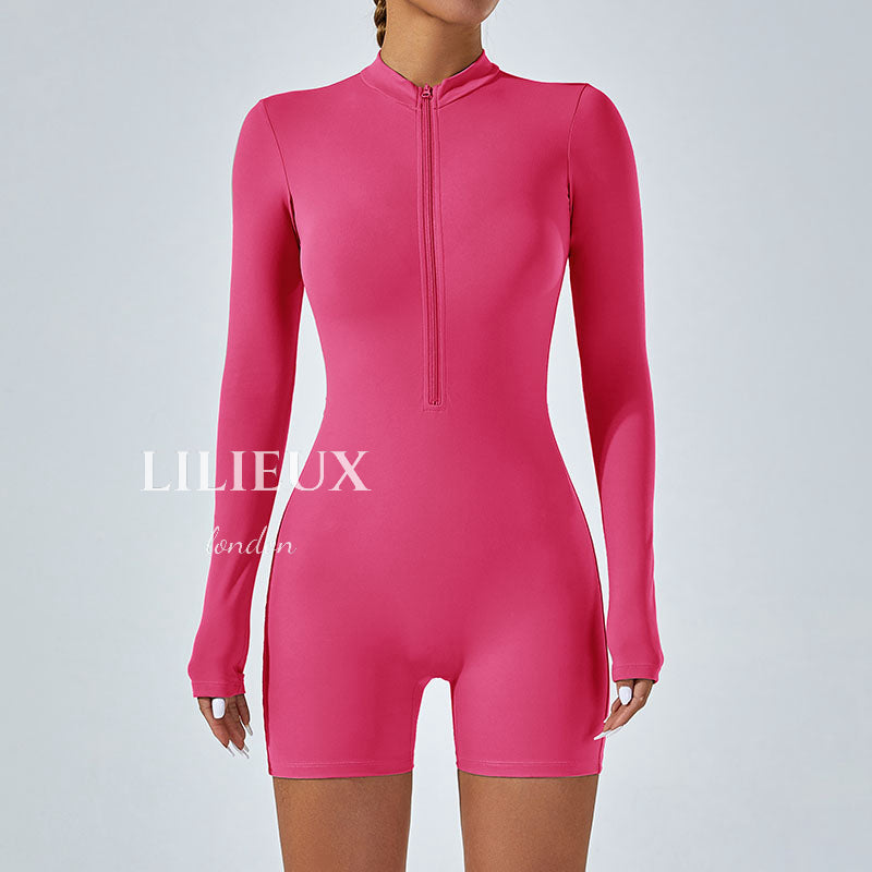 Stylish Long-Sleeve Short Sports Jumpsuit