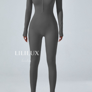 Seamless Zip Front Jumpsuit | Long Sleeve Yoga Bodysuit - Image 4