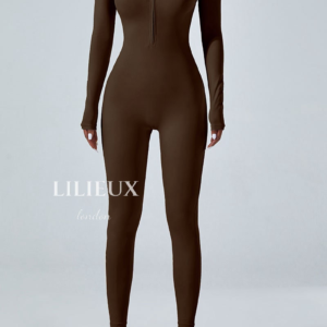 Seamless Zip Front Jumpsuit | Long Sleeve Yoga Bodysuit - Image 3
