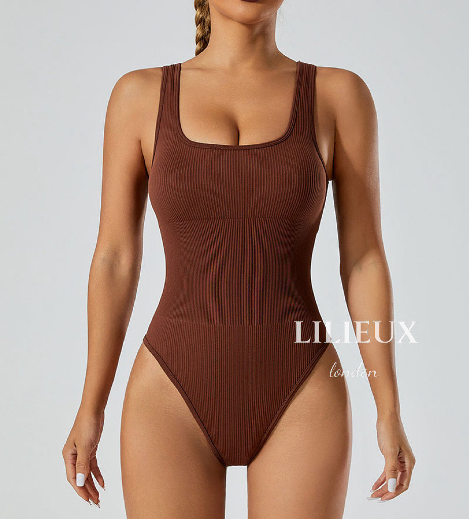LILIEUX - Women's Square Neck Ribbed Sleeveless Bodysuit - Ribbed Tank Top- Gift for her