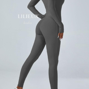 Seamless Zip Front Jumpsuit | Long Sleeve Yoga Bodysuit - Image 9