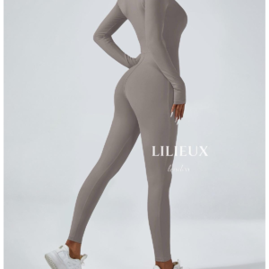 Seamless Zip Front Jumpsuit | Long Sleeve Yoga Bodysuit - Image 2
