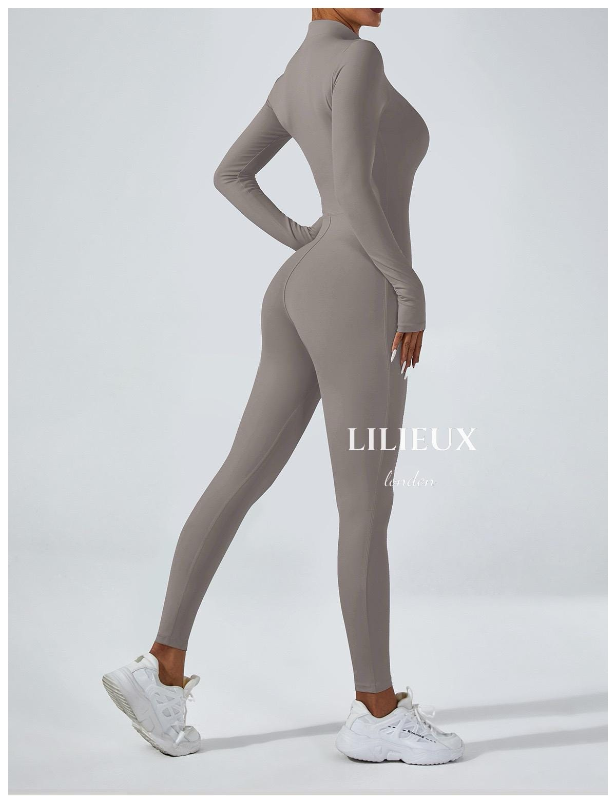 Seamless Zip Front Jumpsuit | Long Sleeve Yoga Bodysuit