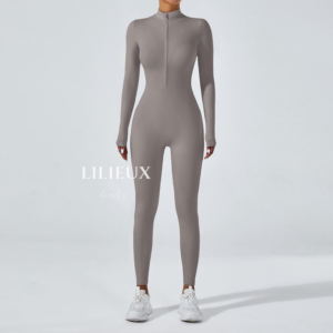 Seamless Zip Front Jumpsuit | Long Sleeve Yoga Bodysuit