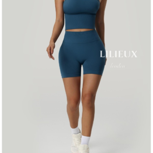 LILIEUX Seamless Racerback Sports Bra with High-Waisted Shorts - Yoga Activewear Set product image 1