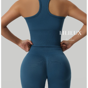 LILIEUX Seamless Racerback Sports Bra with High-Waisted Shorts - Yoga Activewear Set product image 2