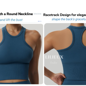LILIEUX Seamless Racerback Sports Bra with High-Waisted Shorts - Yoga Activewear Set product image 3