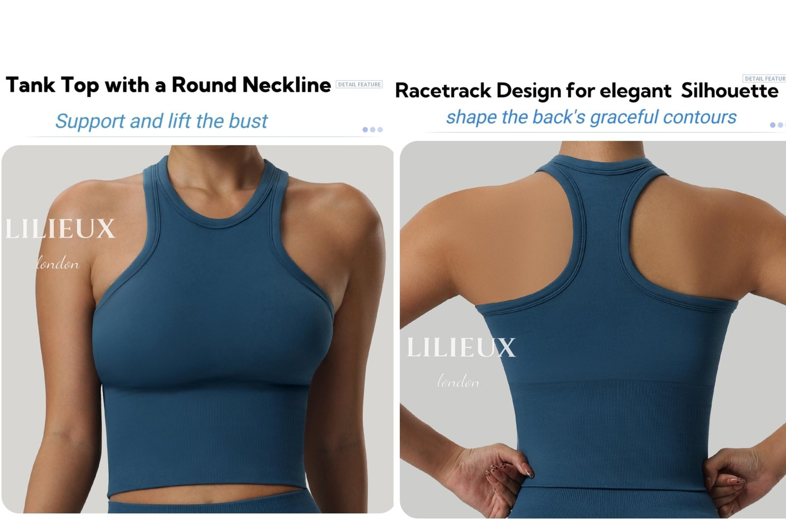 LILIEUX Seamless Racerback Sports Bra with High-Waisted Shorts - Yoga Activewear Set product image 3