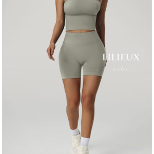 LILIEUX Seamless Racerback Sports Bra with High-Waisted Shorts - Yoga Activewear Set product image 6