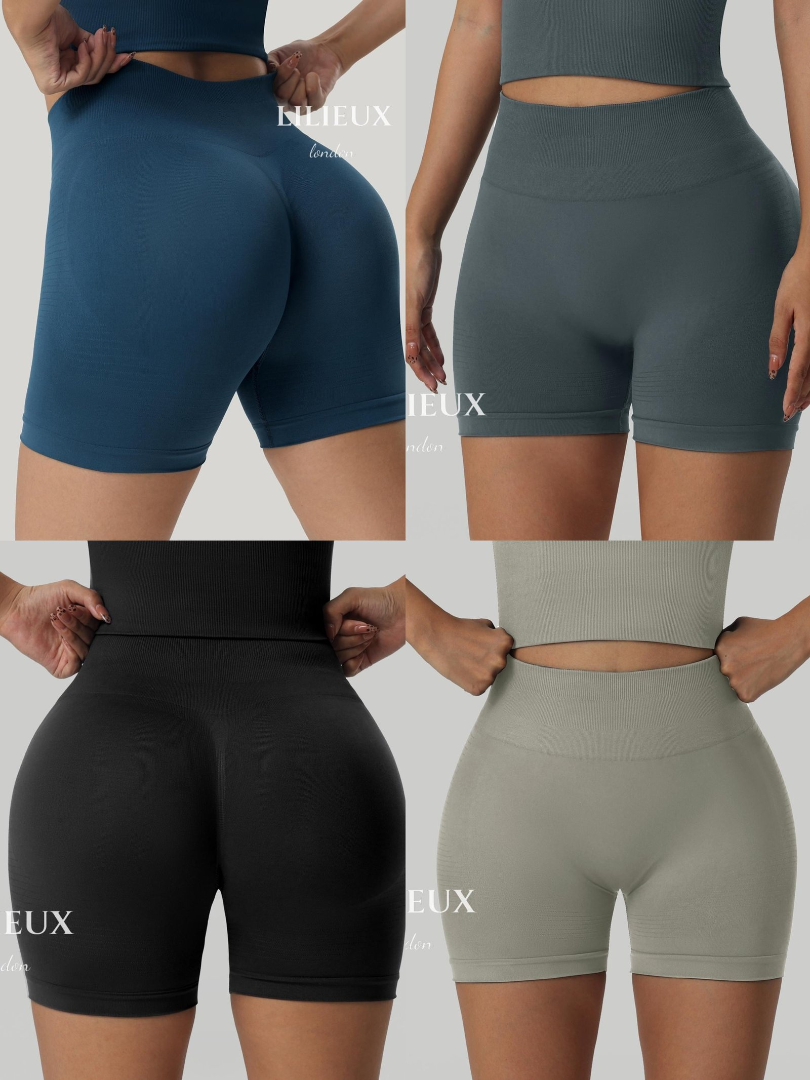 LILIEUX Seamless Racerback Sports Bra with High-Waisted Shorts - Yoga Activewear Set product image 7