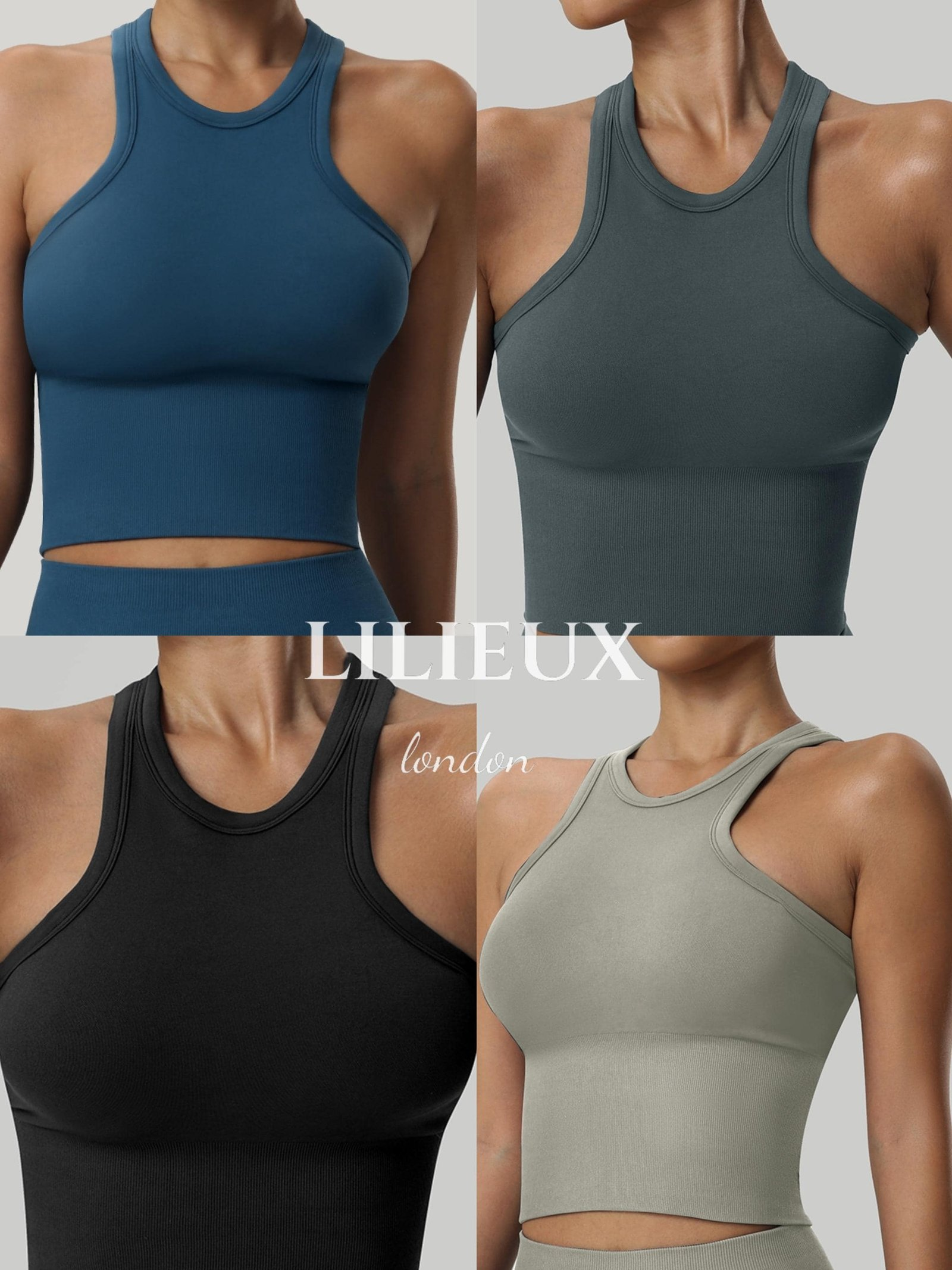 LILIEUX Seamless Racerback Sports Bra with High-Waisted Shorts - Yoga Activewear Set product image 8